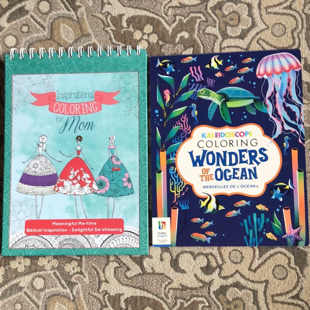 2 Adult Colouring Books: Inspirational Coloring For Mom & Wonders of the Ocean